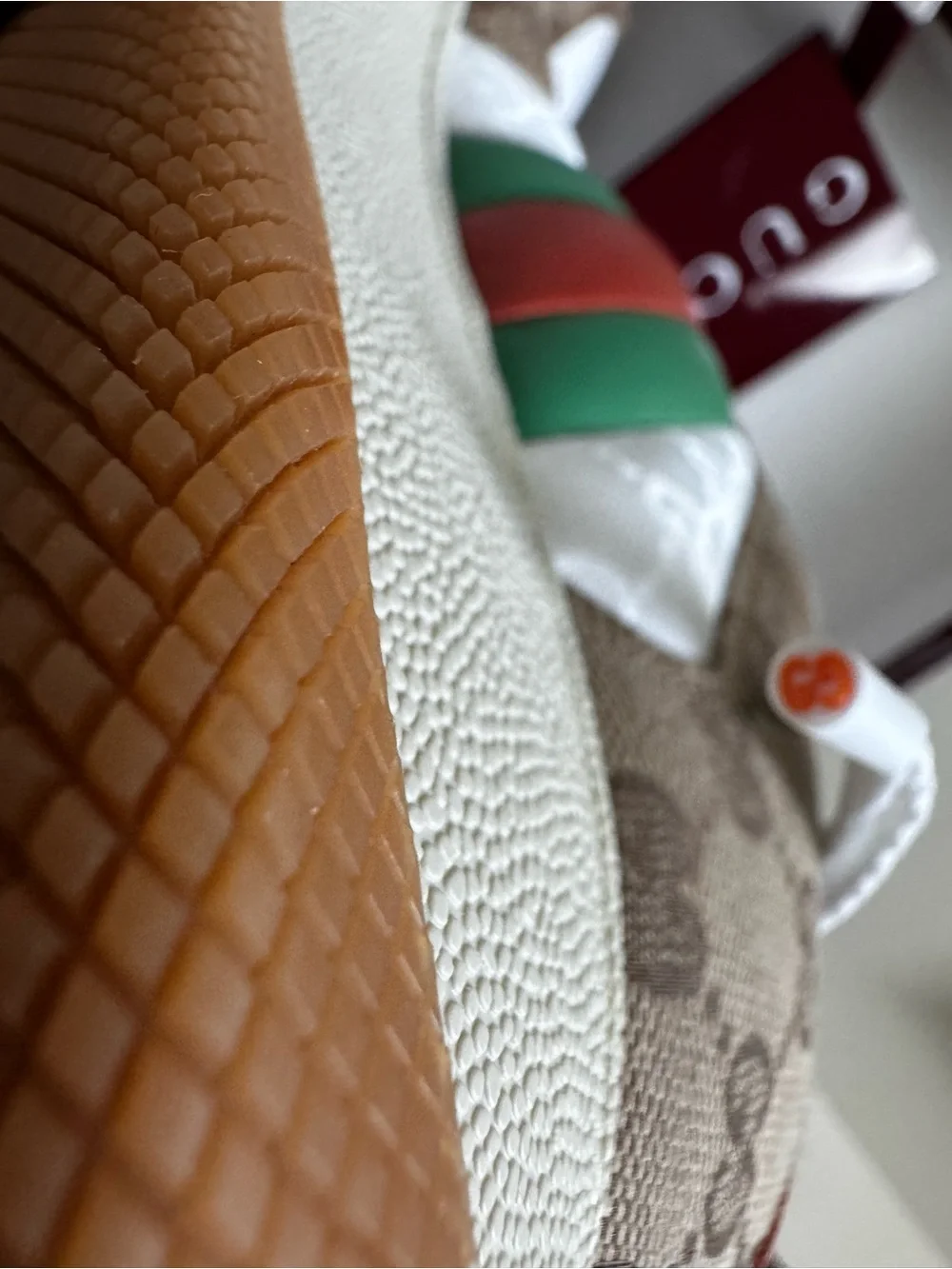 Gucci Brown GG Canvas Sneakers with White, Red & Green Accents